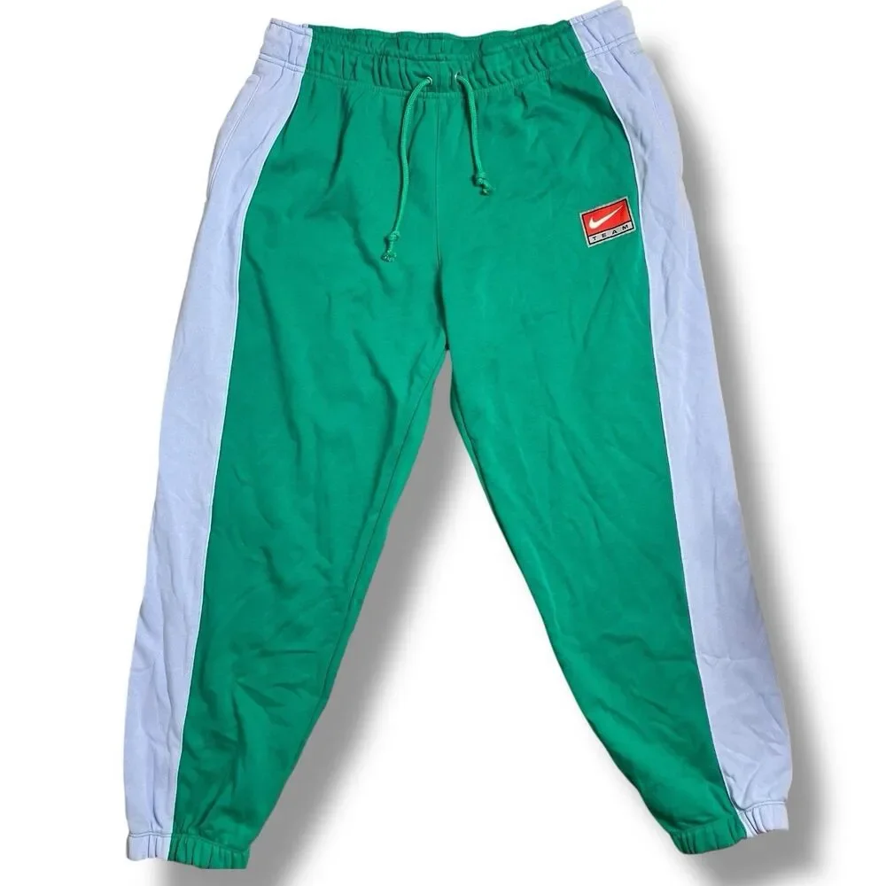 Nike Sweatpants WMNS XL Green Colorblock Tapered Fleece Sporty Swoosh Activewear